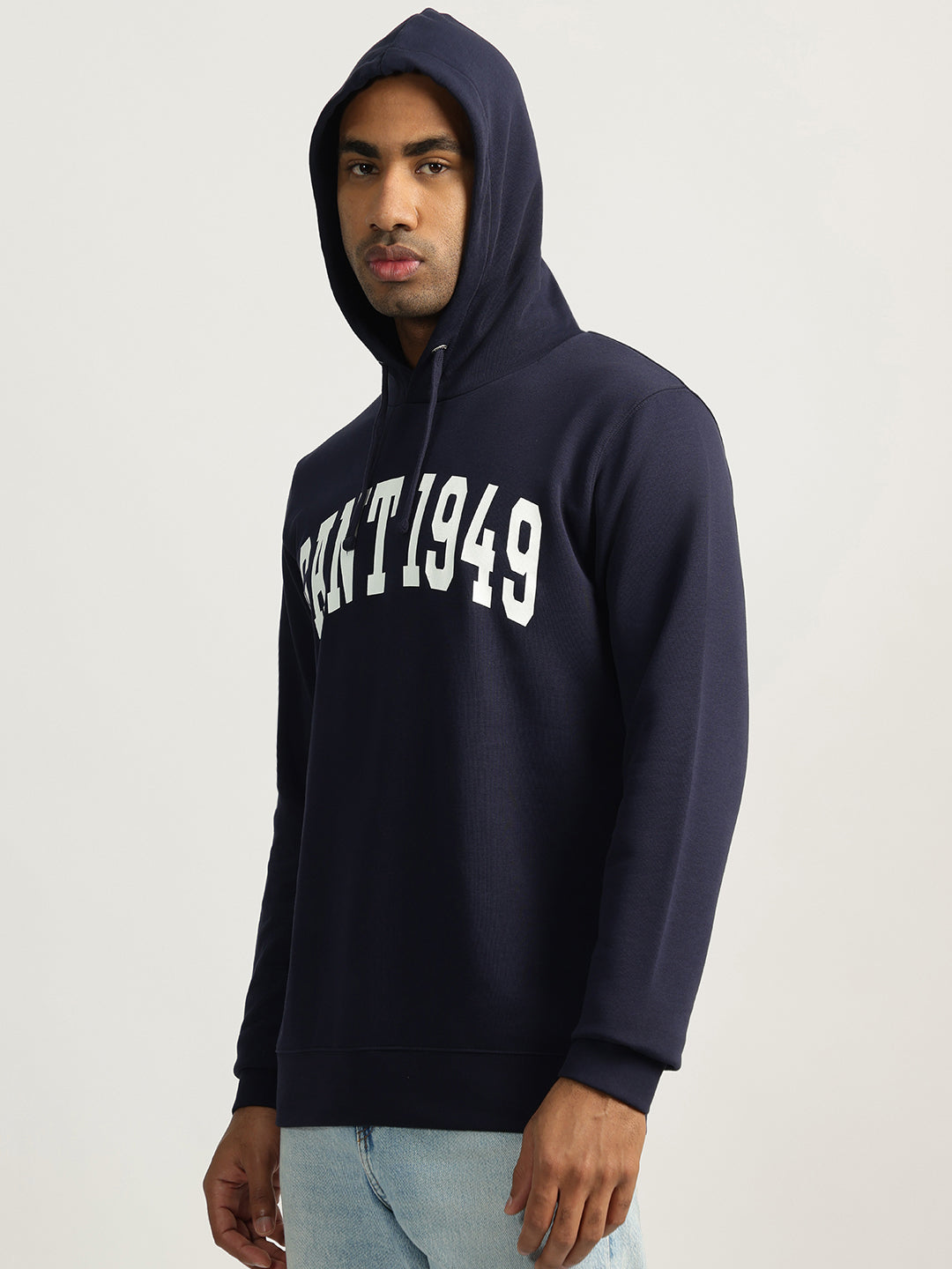 Gant Men Blue Solid Hooded Sweatshirt