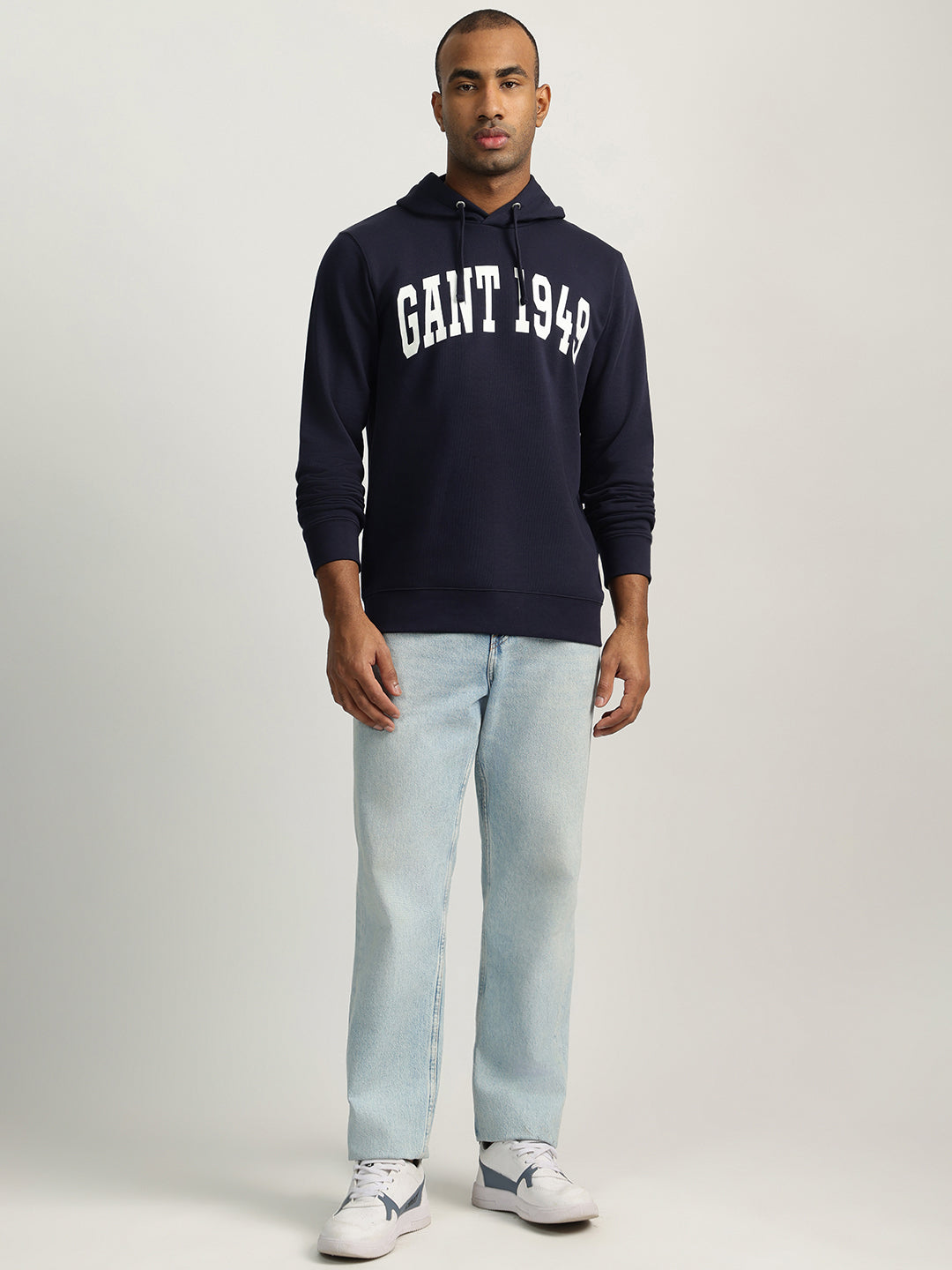 Gant Men Blue Solid Hooded Sweatshirt