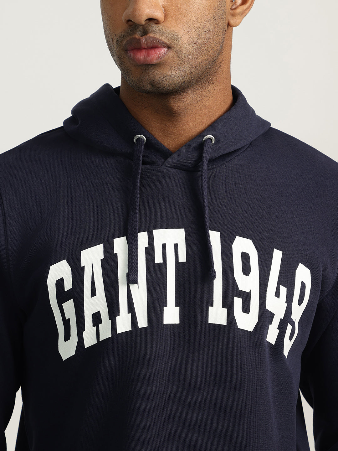 Gant Men Blue Solid Hooded Sweatshirt