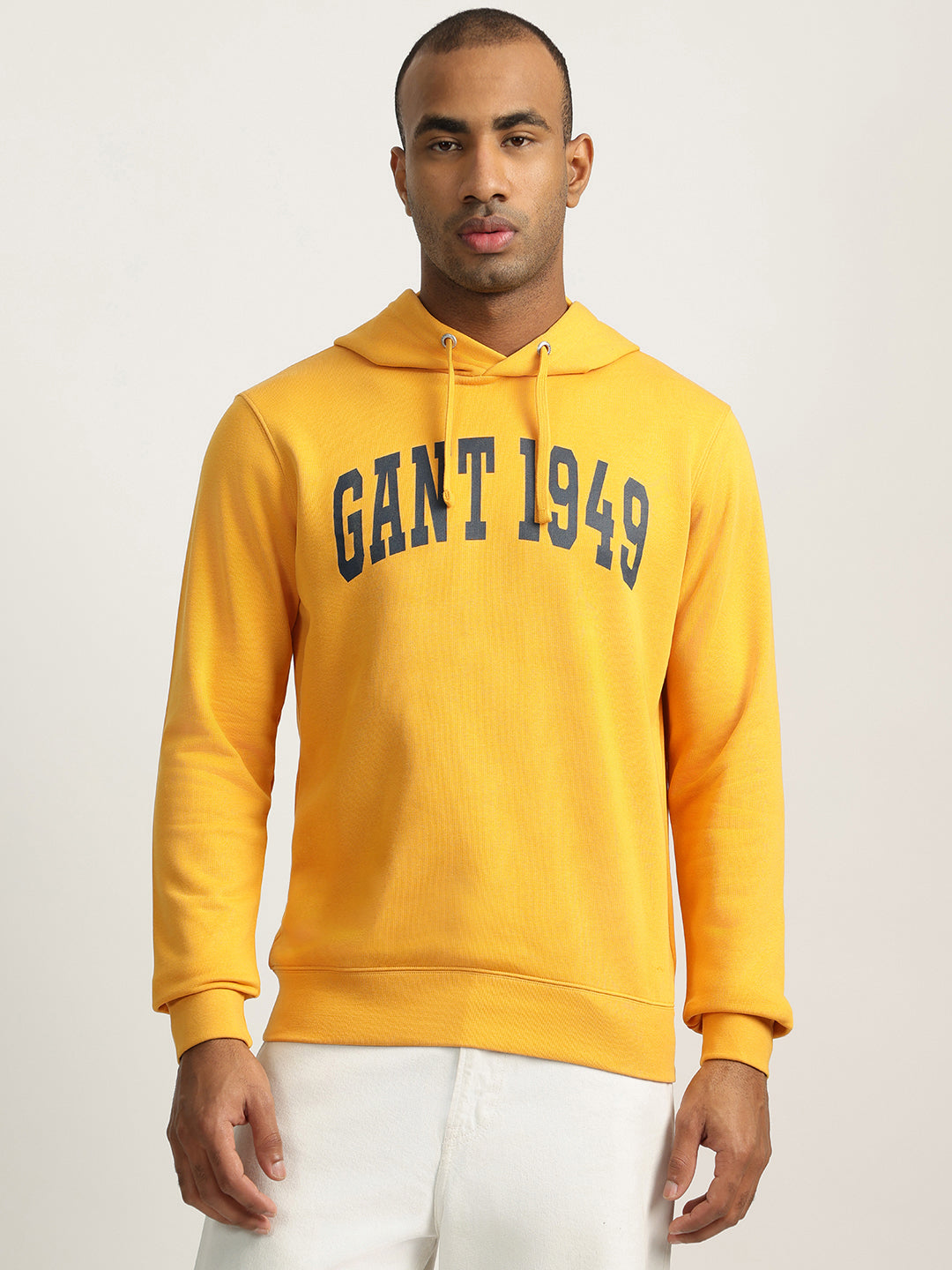Gant Men Gold Solid Hooded Sweatshirt