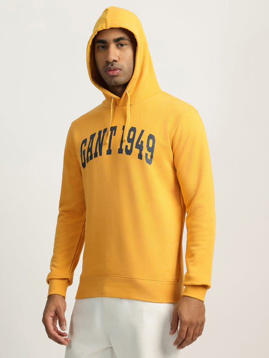 Gant Men Gold Solid Hooded Sweatshirt