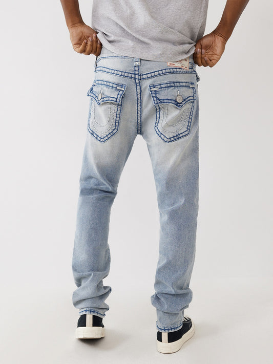 True Religion Men Blue Washed Skinny Fit Jeans