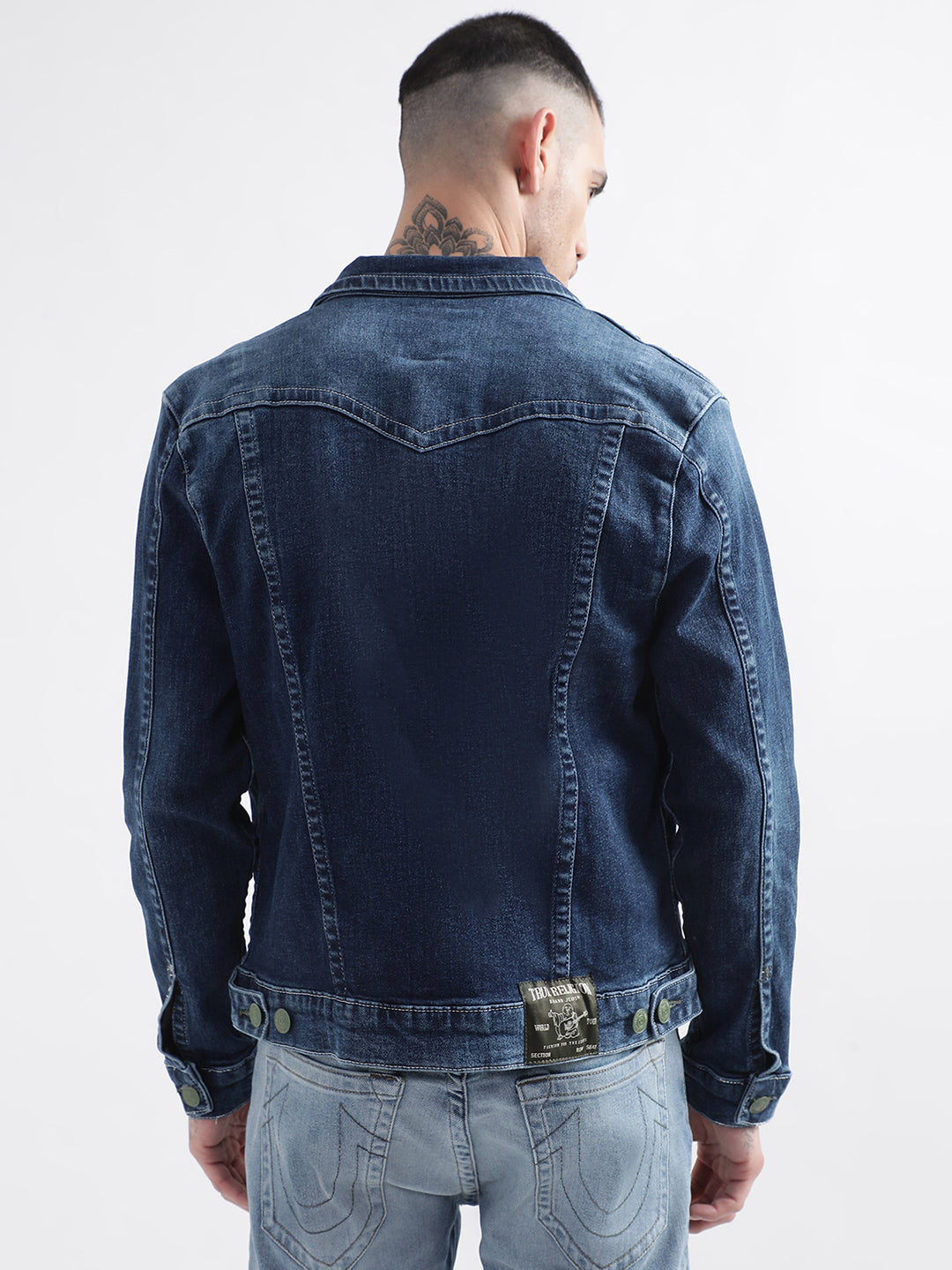 True Religion Men Blue Washed Collar Jacket