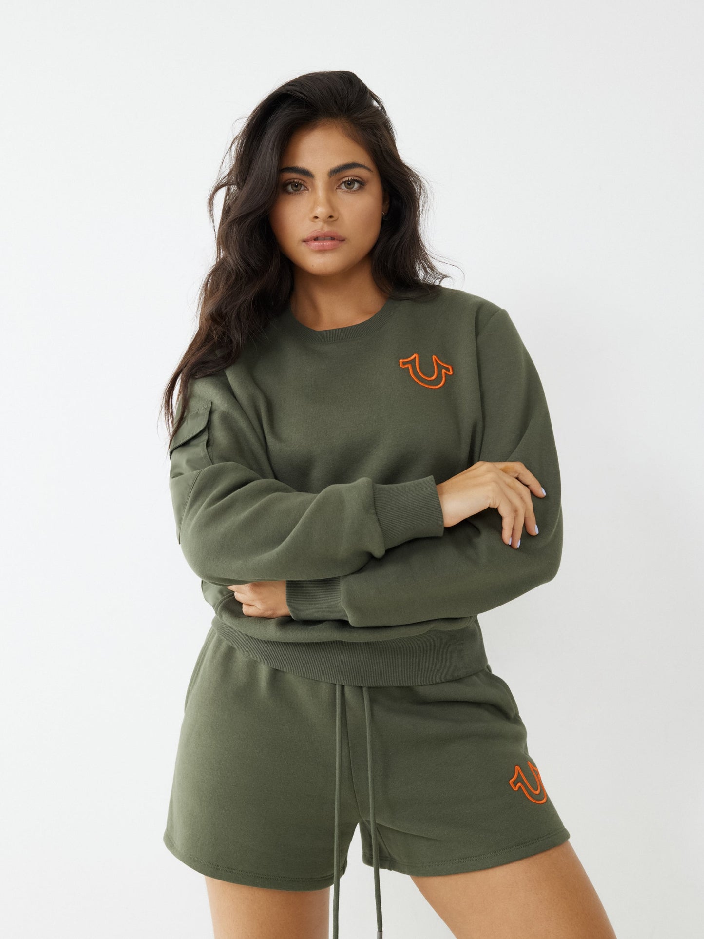True Religion Women Green Regular Fit Sweatshirt