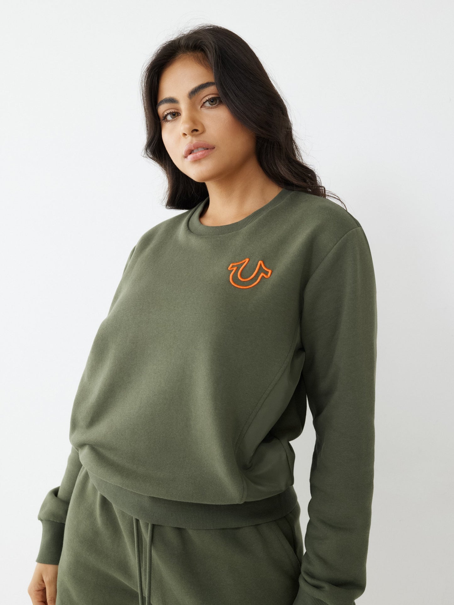True Religion Women Green Regular Fit Sweatshirt