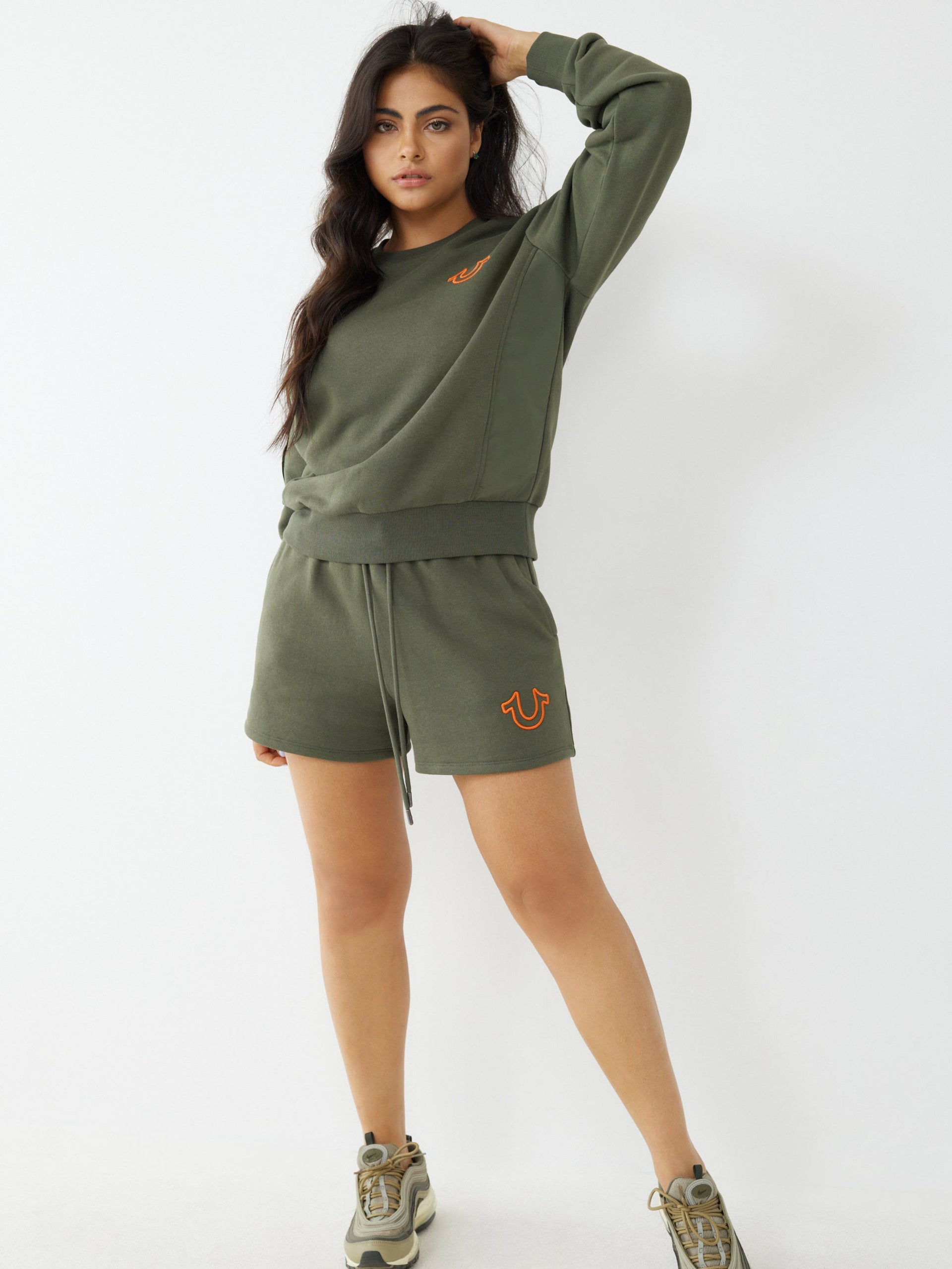 True Religion Women Green Regular Fit Sweatshirt