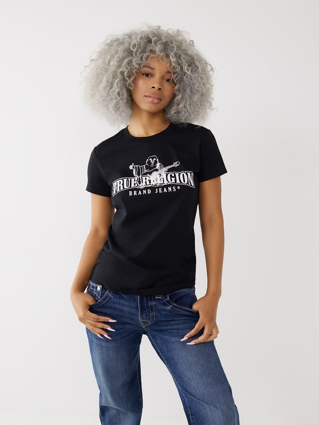 True Religion Black Logo Regular Fit T-Shirt