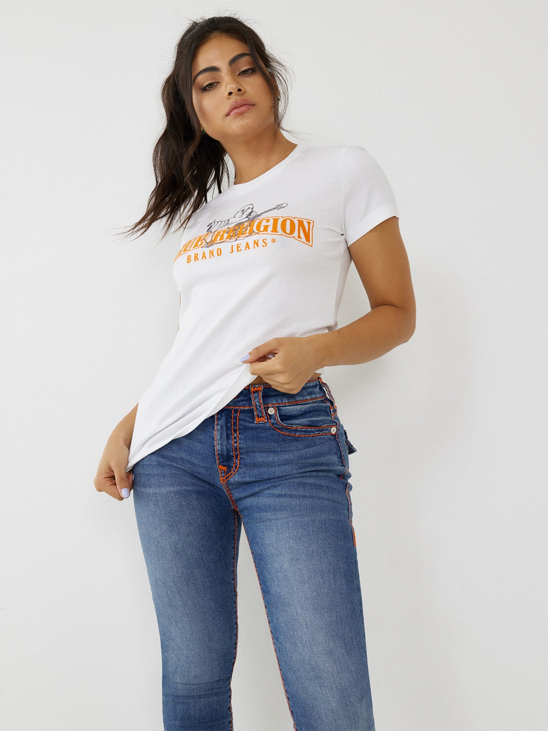 True Religion White Logo Regular Fit T-Shirt