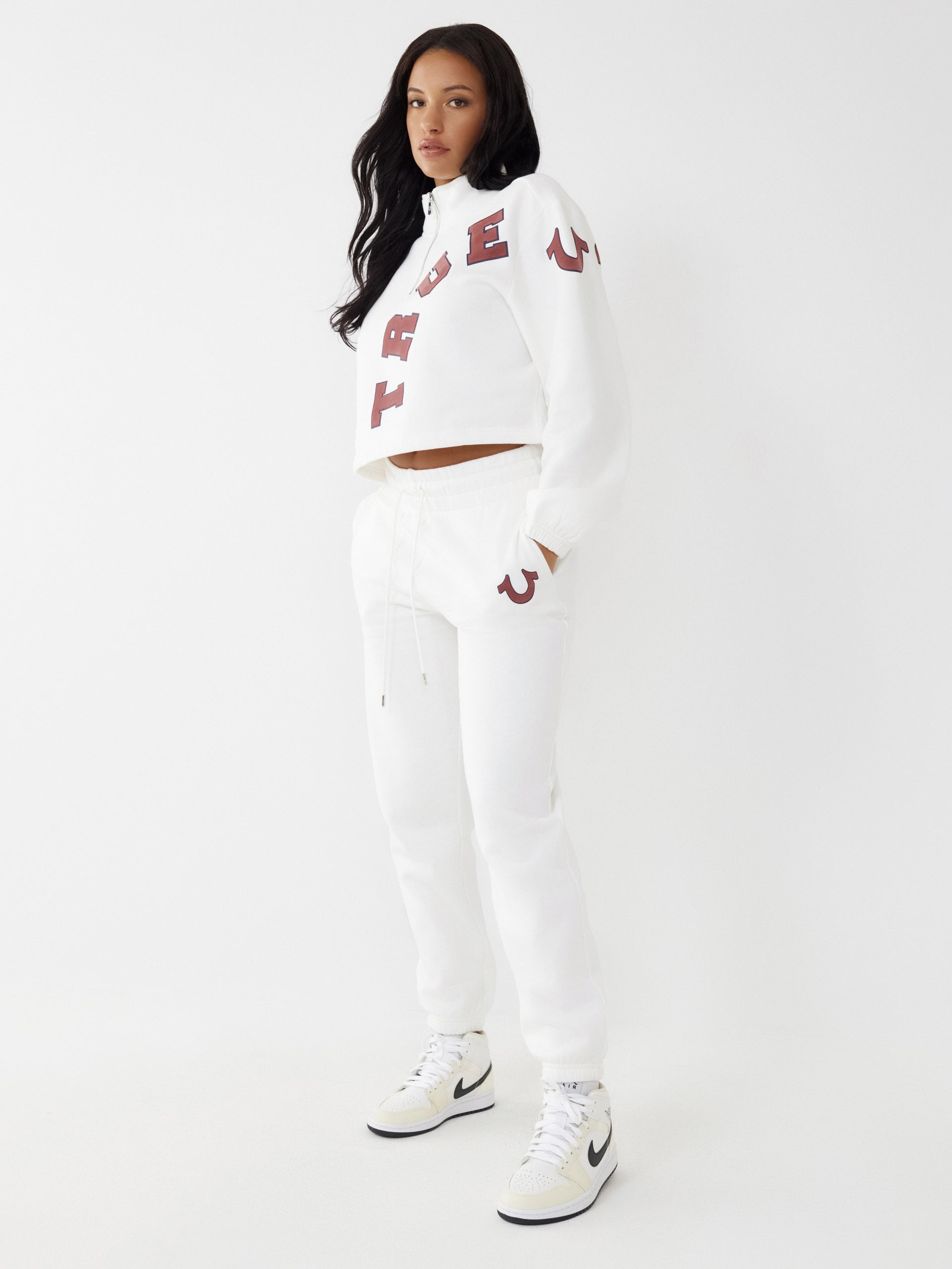 True Religion Women Solid Stand Collar Sweatshirt