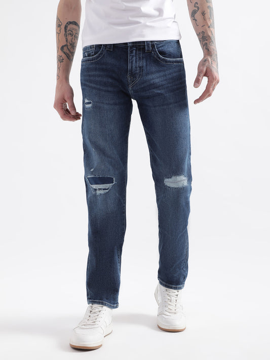 True Religion Men Blue Solid Slim Fit Jeans