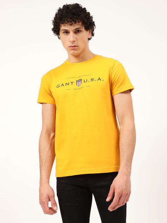Gant Yellow Logo Regular Fit T-Shirt