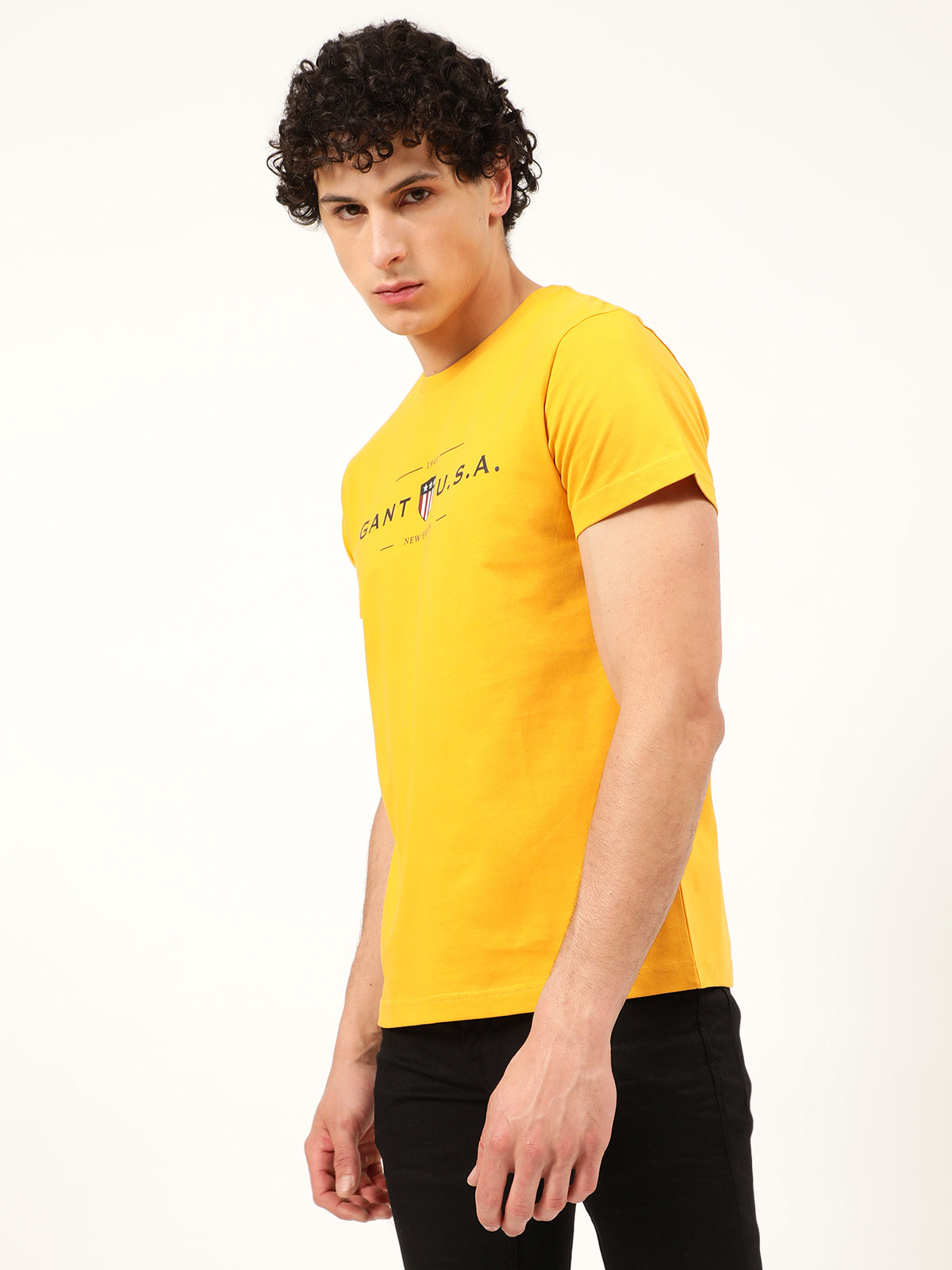 Gant Yellow Logo Regular Fit T-Shirt