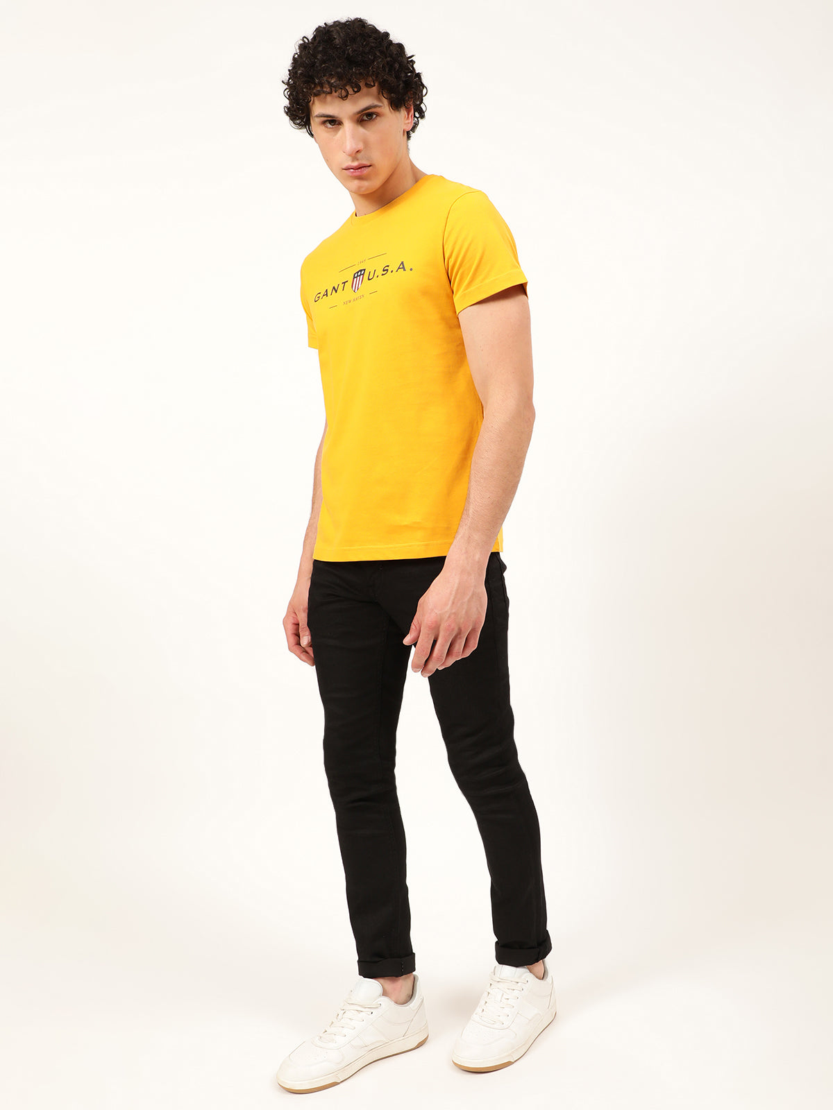 Gant Yellow Logo Regular Fit T-Shirt