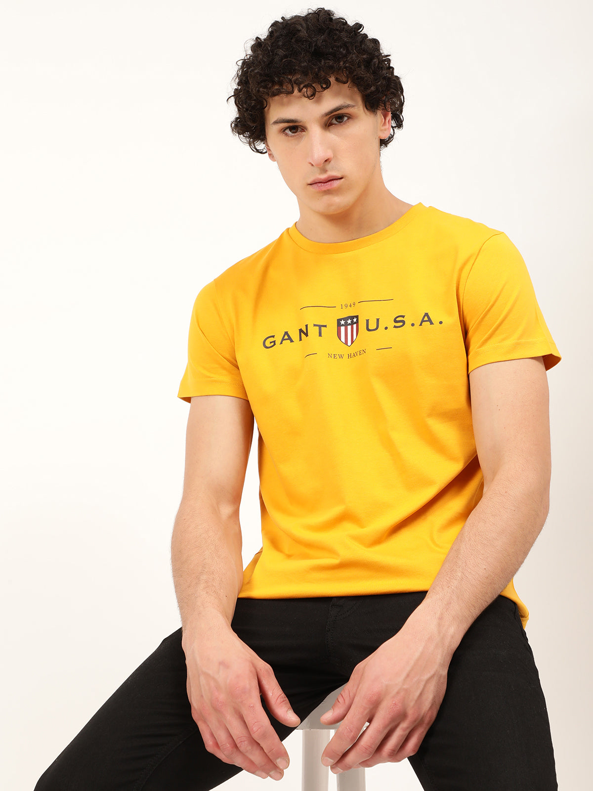 Gant Yellow Logo Regular Fit T-Shirt