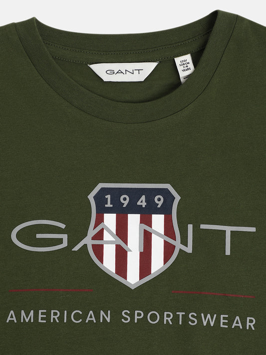 Gant Kids Olive Logo Regular Fit T-Shirt