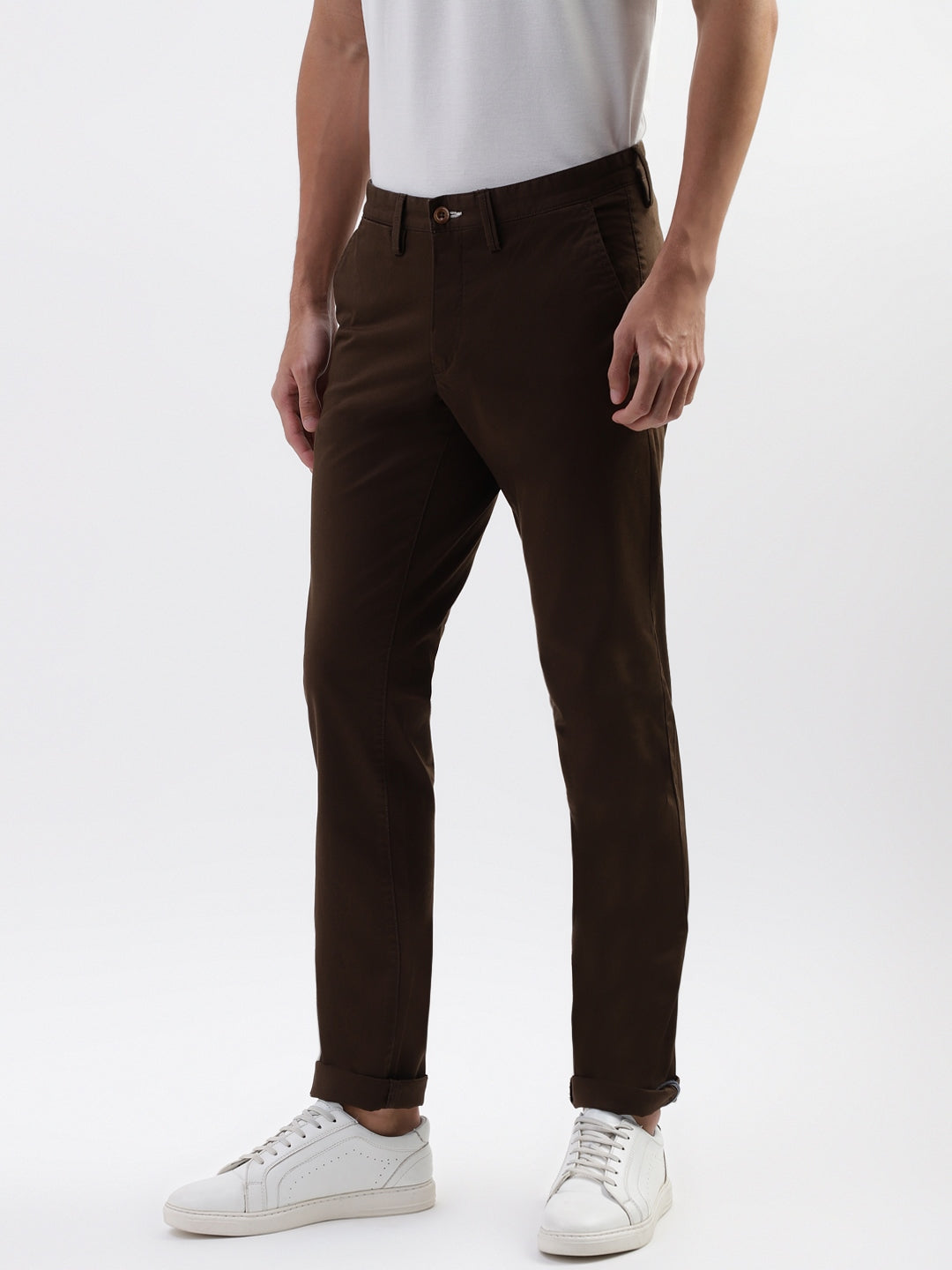 Gant Men Brown Solid Slim Fit Trouser