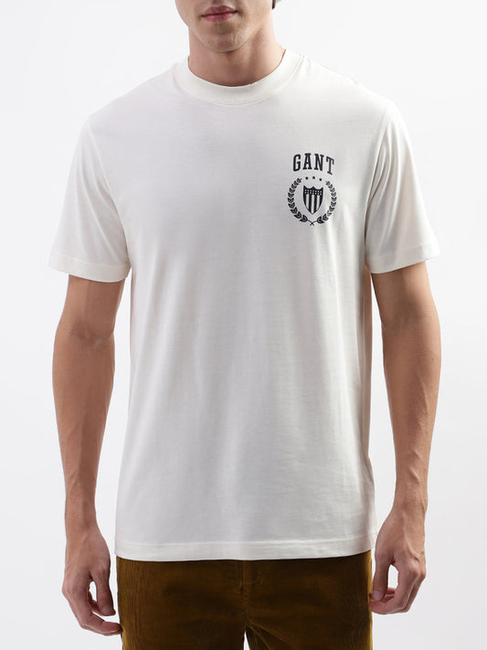 Gant Cream Logo Relaxed Fit T-Shirt