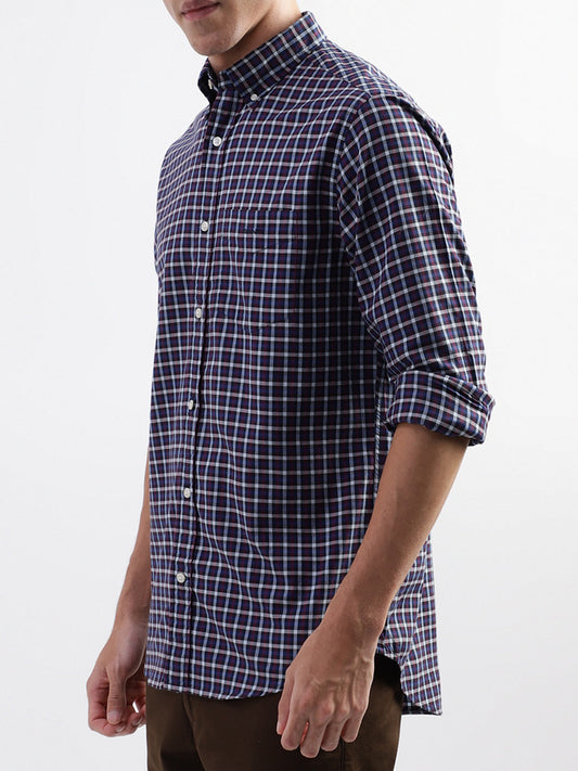 Gant Blue Checked Regular Fit Shirt