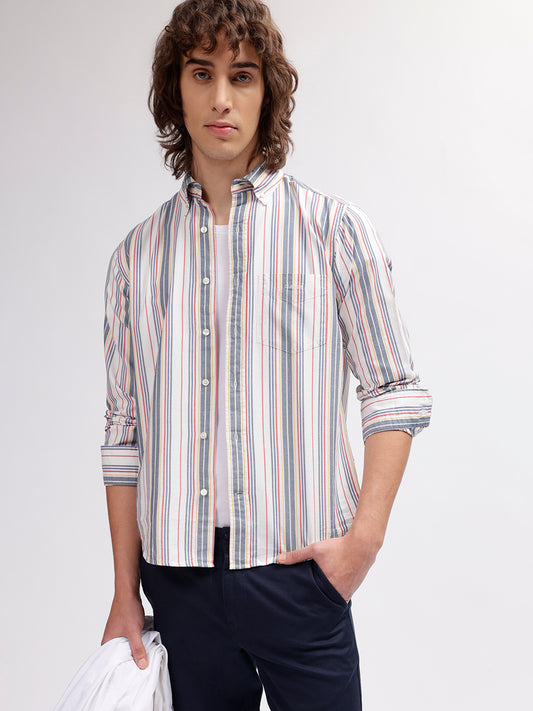 Gant Men Multi Color Striped Button Down Collar Full Sleeves Shirt