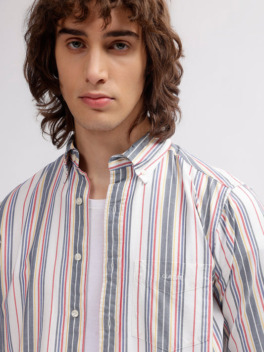 Gant Men Multi Color Striped Button Down Collar Full Sleeves Shirt