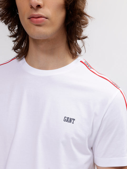 Gant Men White Solid Round Neck Short Sleeves T-shirt