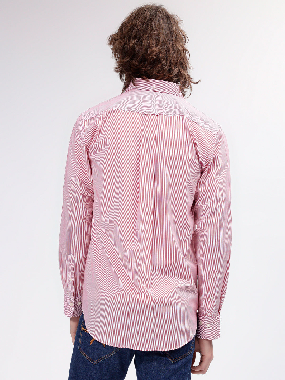 Gant Men Red Striped Button-down Collar Long Sleeves Shirt