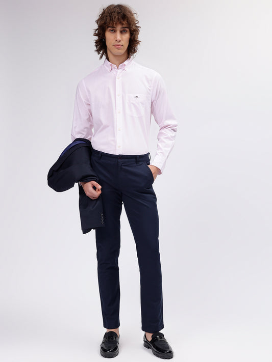 Gant Men Pink Striped Button-down Collar Long Sleeves Shirt