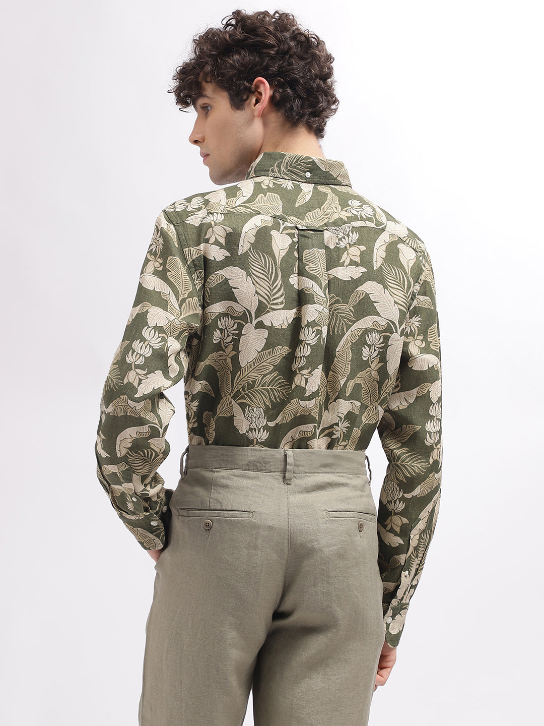 Gant Men Green Printed Button Down Collar Full Sleeves Shirt