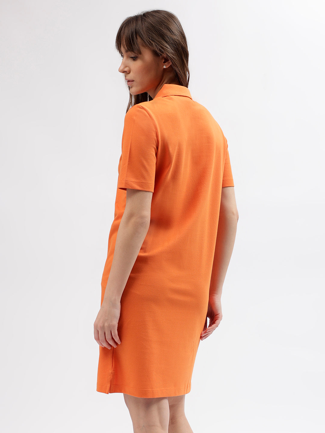 Gant Women Orange Solid Polo Collar Short Sleeves Dress