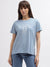 Gant Women Blue Printed Round Neck Short Sleeves T-Shirt