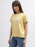 Gant Women Yellow Solid Round Neck Short Sleeves T-Shirt