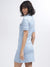 Gant Women Blue Solid Spread Collar Short Sleeves Dress
