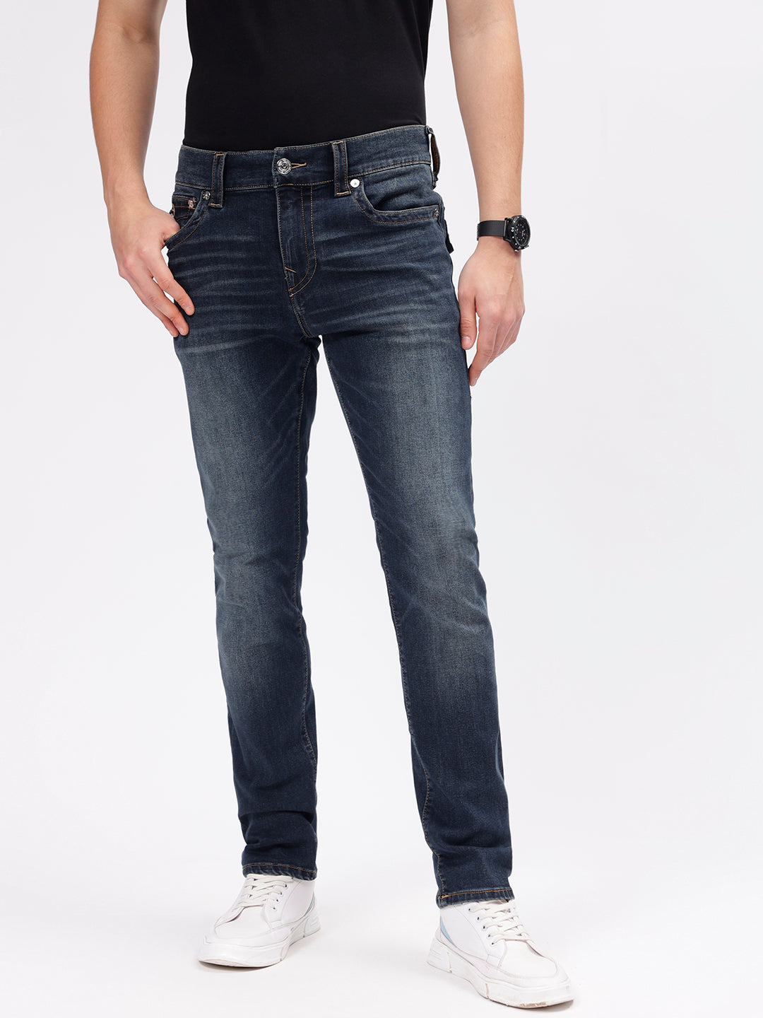 True Religion Men Blue Rocco Mid-Rise Jeans