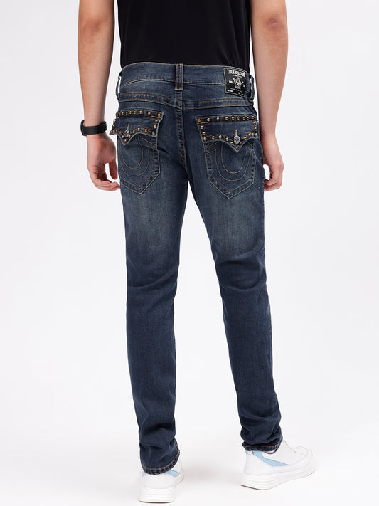 True Religion Men Blue Solid Slim Fit Mid-Rise Jeans