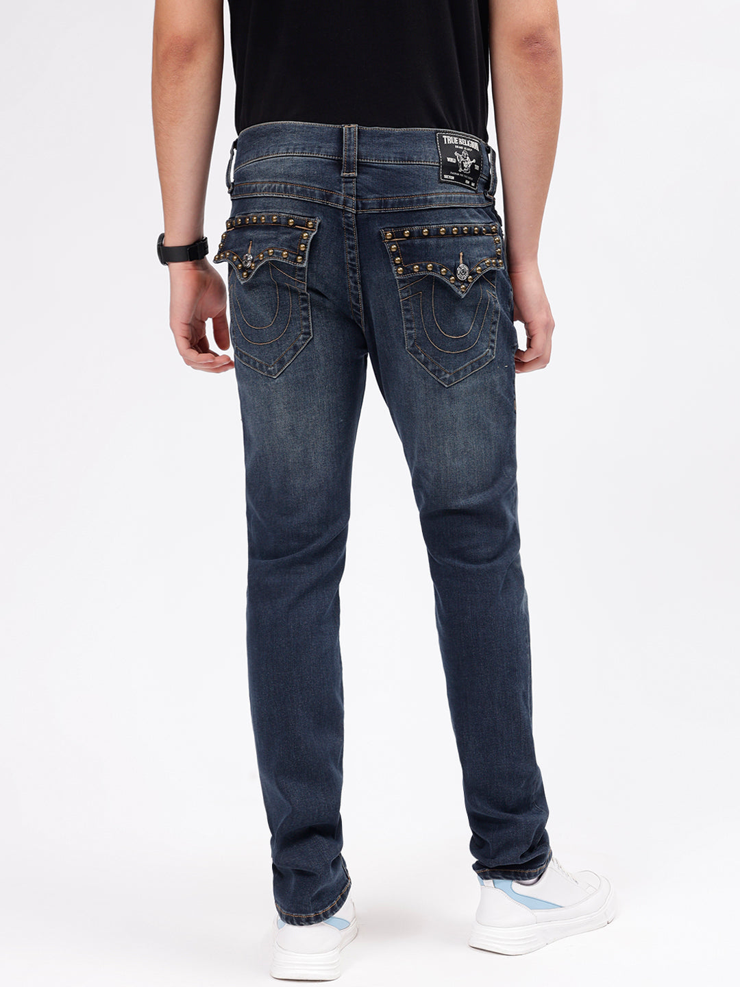True Religion Men Blue Rocco Mid-Rise Jeans
