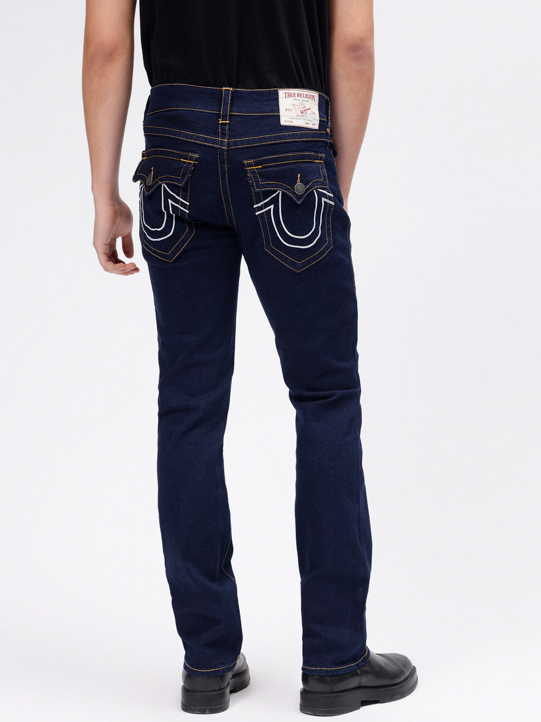 True Religion Men Blue Ricky Straight Fit Non Stretchable Jeans