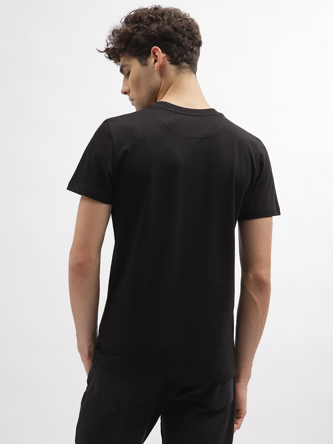 True Religion Men Black Printed Round Neck Short Sleeves T-Shirt