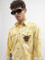 True Religion Men Yellow Printed Spread Collar Full Sleeves Shirt
