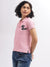 True Religion Women Pink Solid Polo Collar Short Sleeves T-Shirt