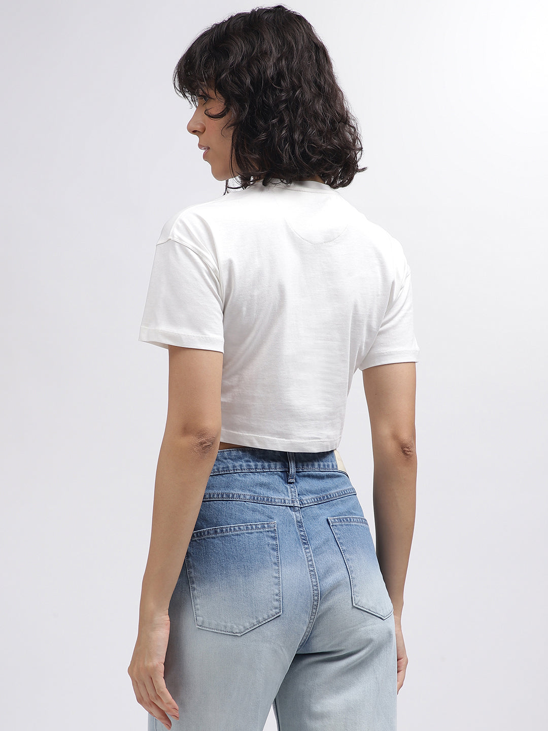 True Religion Women White Solid Round Neck Short Sleeves T-Shirt