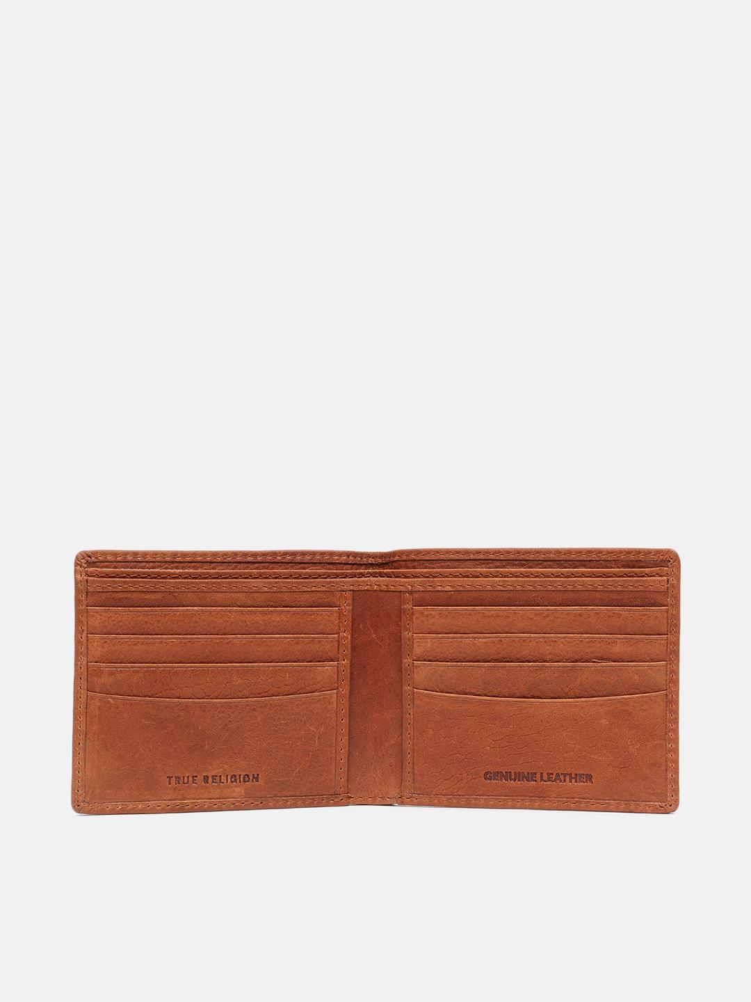 True Religion Men Brown Solid Bi-Fold Wallet