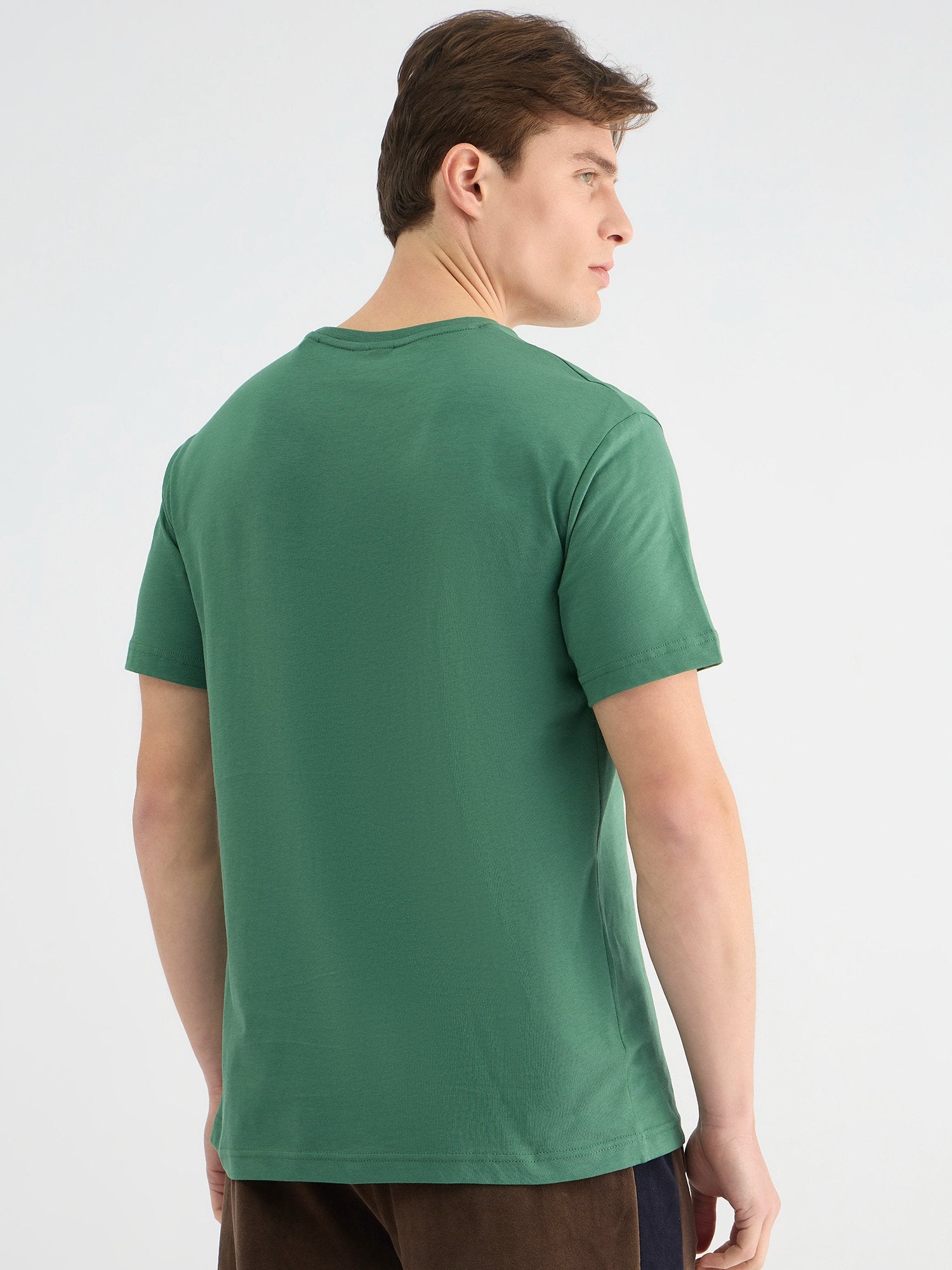Gant Men Green Regular Fit Solid Crew Neck Tshirt