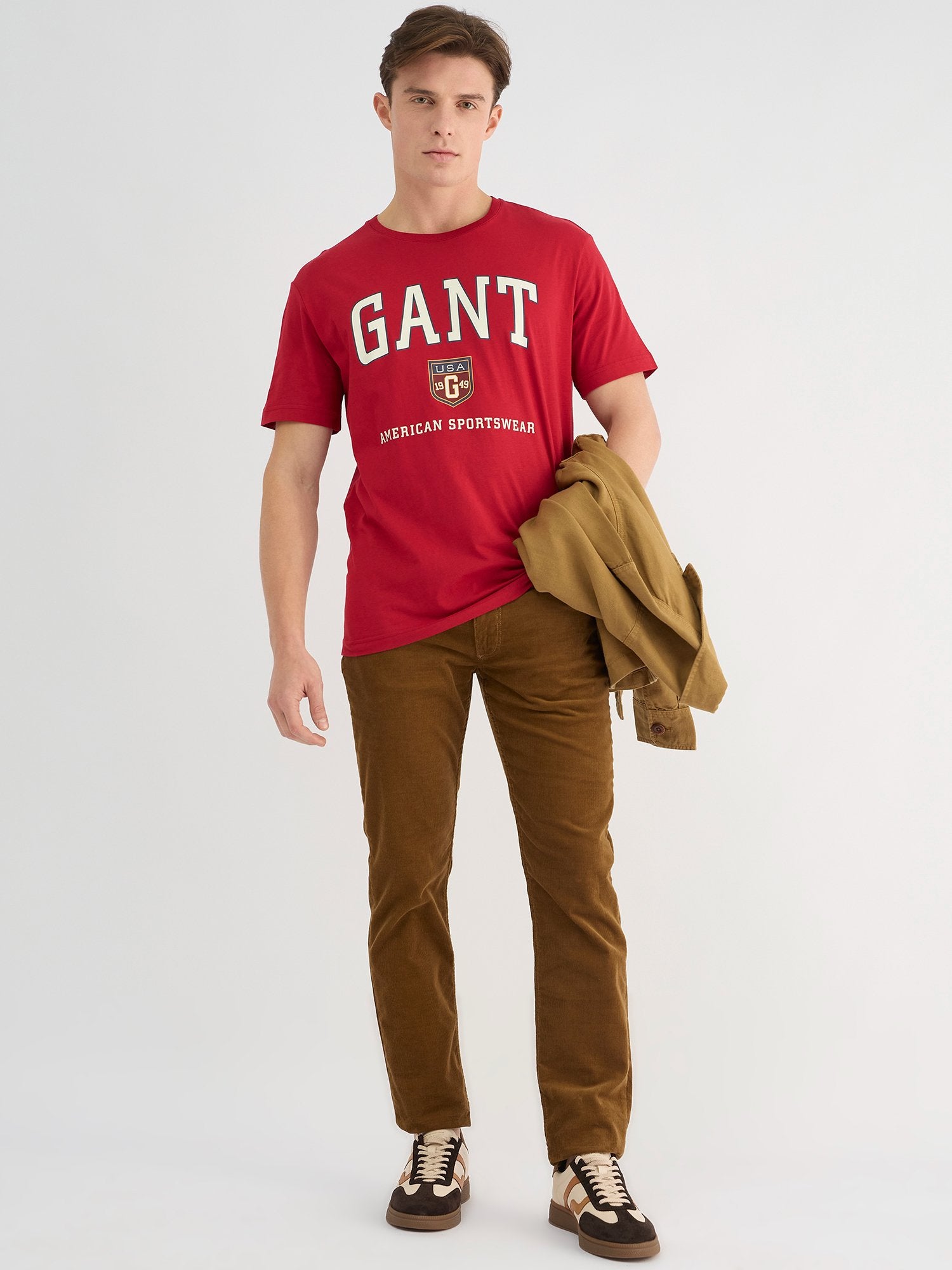 Gant Men Red Regular Fit Solid Crew Neck Tshirt