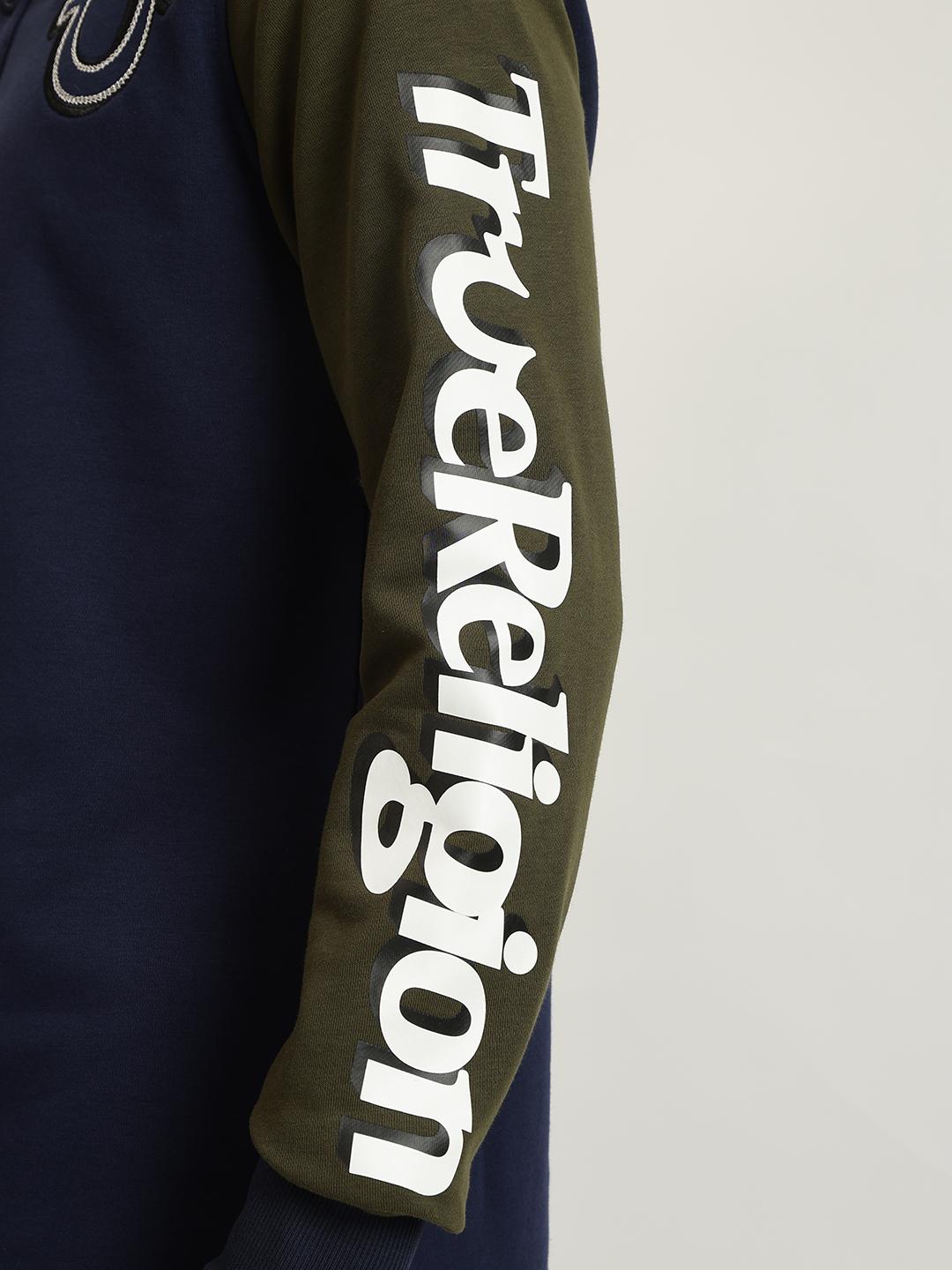 True Religion Men Color-Blocked Polo Collar Full Sleeves T-Shirt