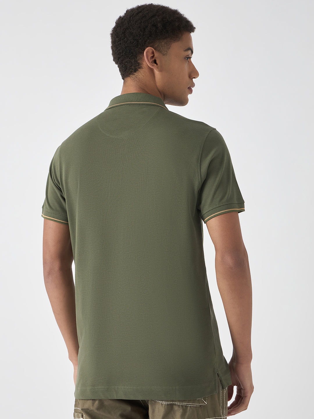 True Religion Men Green Solid Polo Collar Short Sleeves Polo T-Shirt
