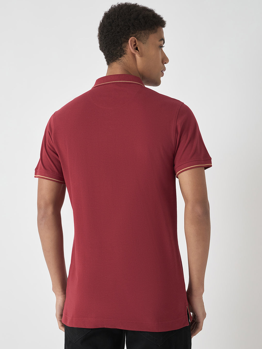 True Religion Men Red Solid Polo Collar Short Sleeves Polo T-Shirt