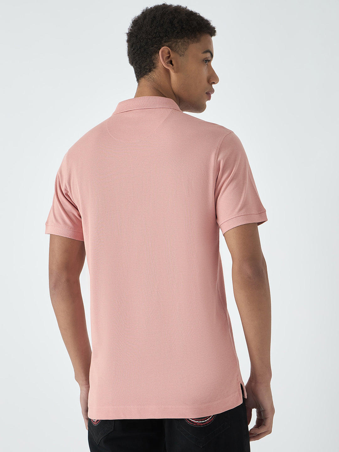 True Religion Men Pink Solid Polo Collar Short Sleeves Polo T-Shirt