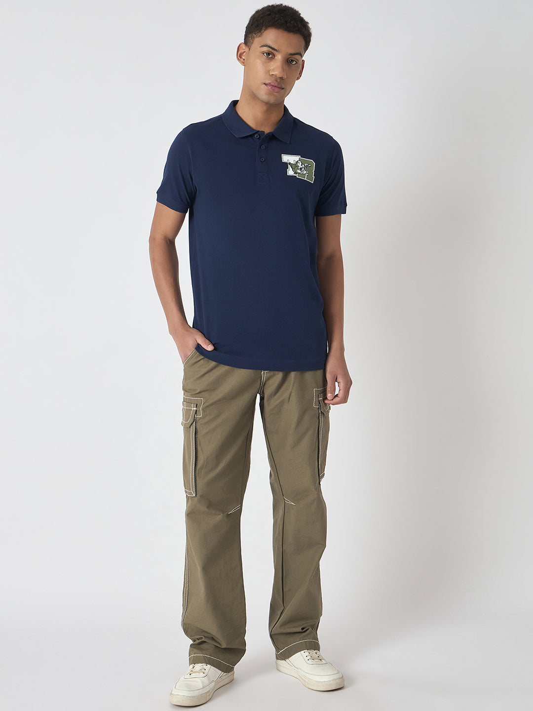 True Religion Men Navy Blue Solid Polo Collar Short Sleeves Polo T-Shirt