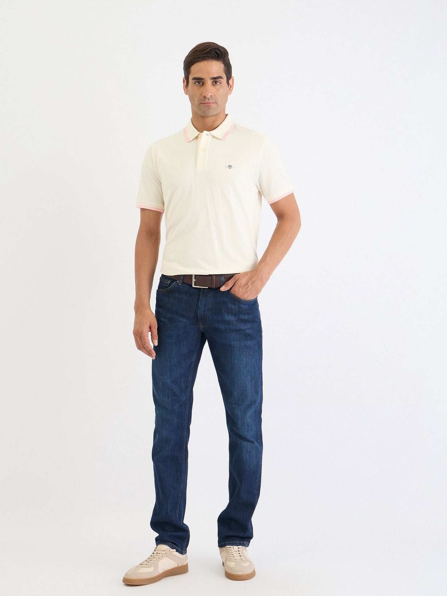 Gant Men Cream Solid Polo Tshirt