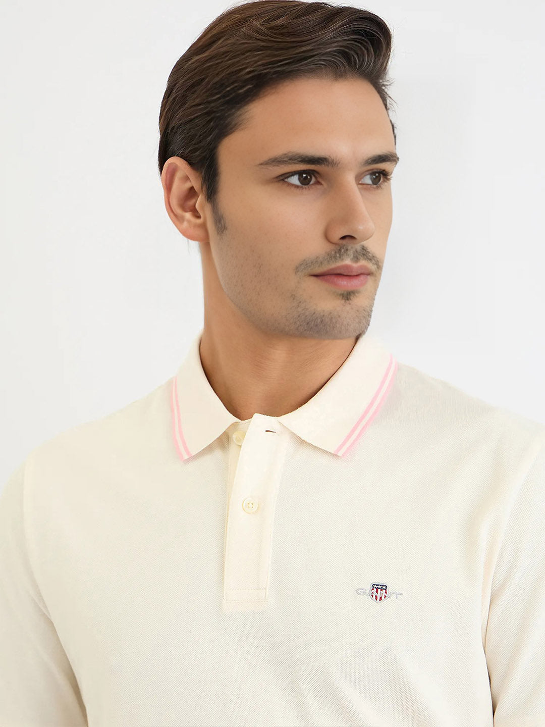 Gant Men Cream Solid Polo Tshirt